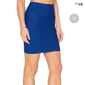 NWT BeBe Bandage Eclectic Zebra Collection Solid Blue Depth Power Skirt M